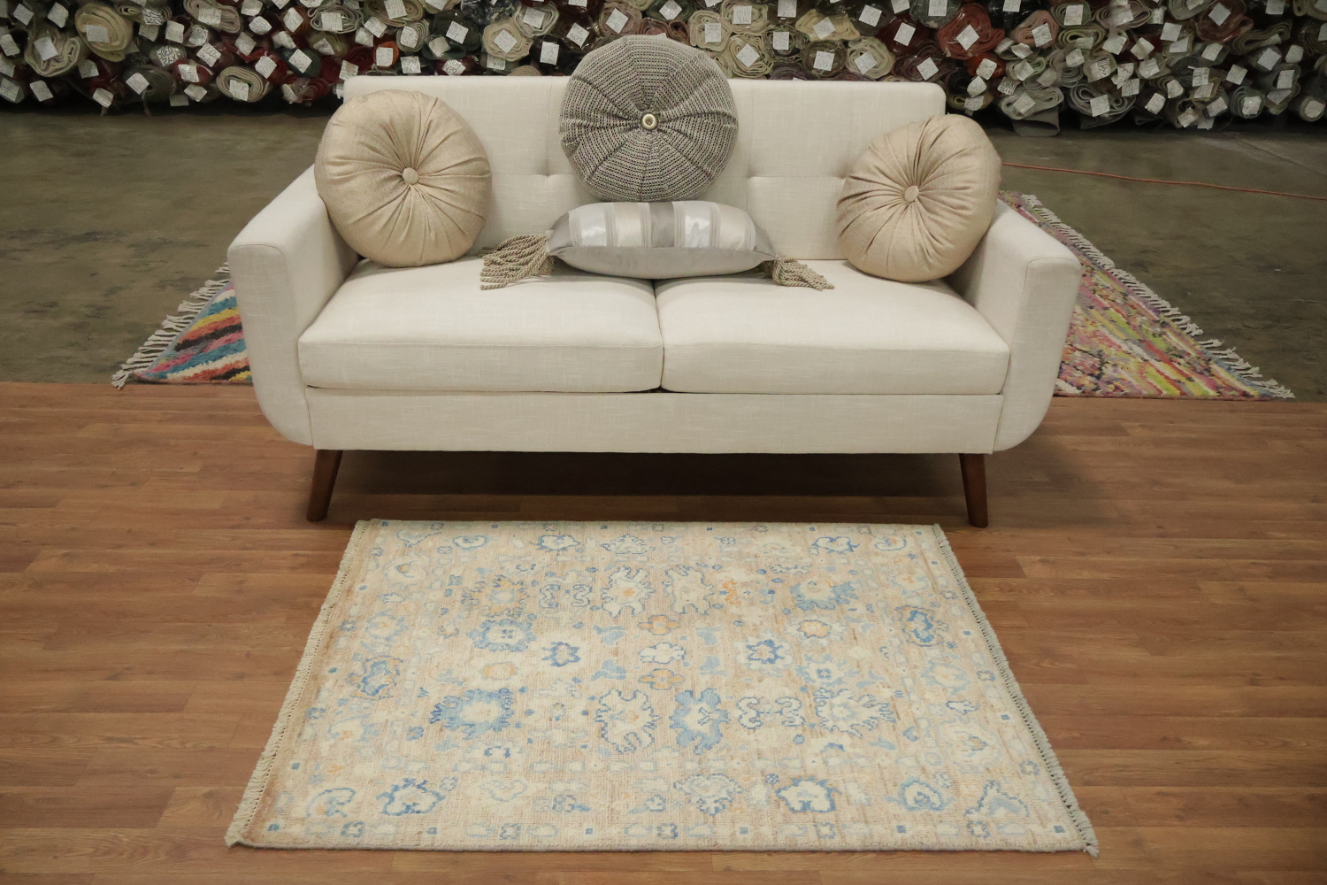 Vegetable Dye Oushak Turkish Foyer Rug 3x4