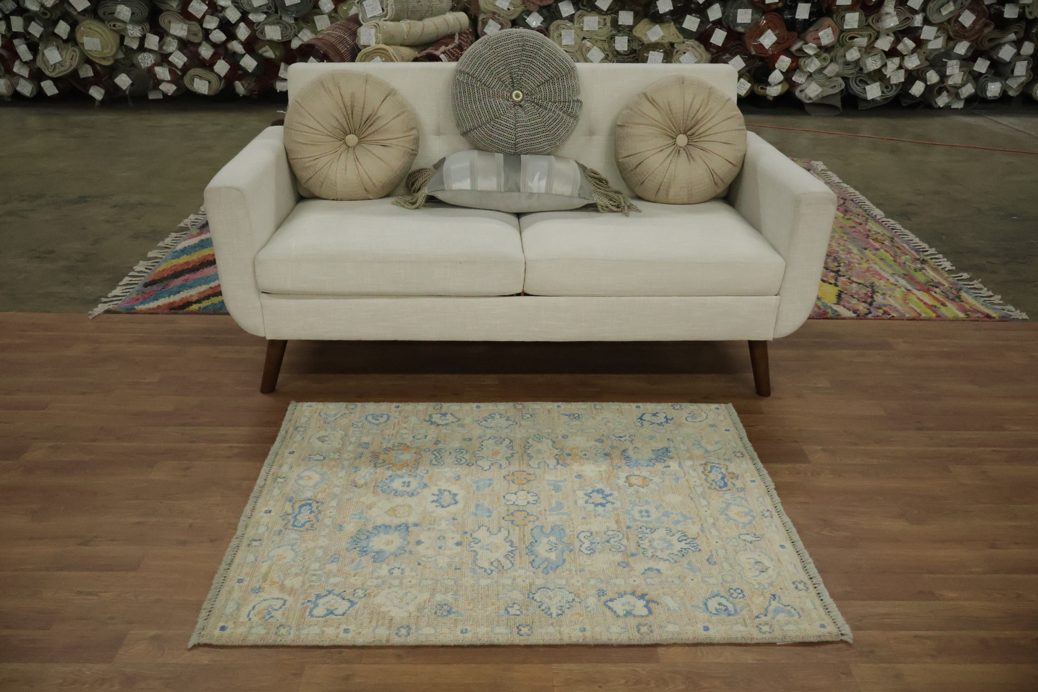 Vegetable Dye Oushak Turkish Rug 3x4