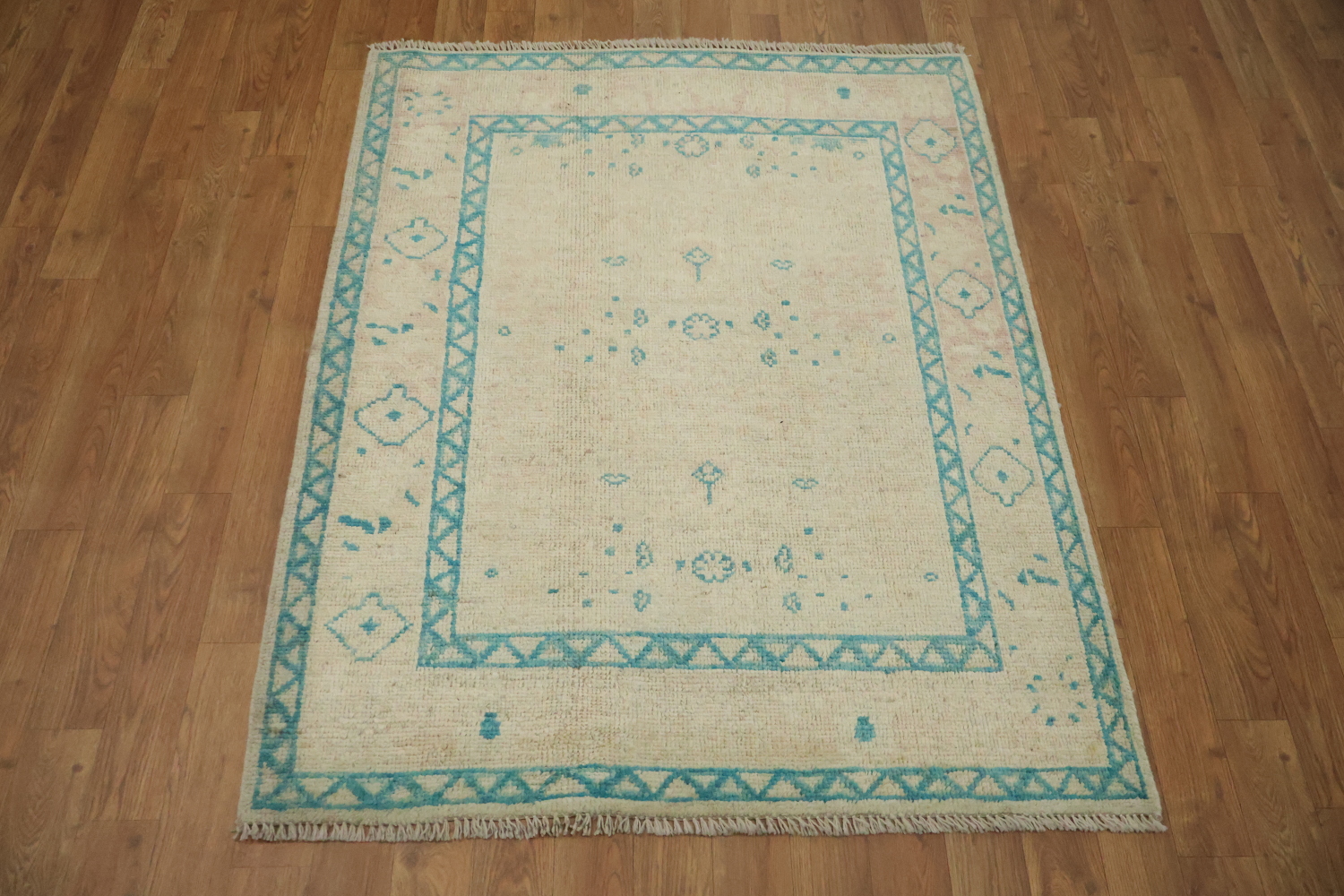 Vegetable Dye Wool Oushak Turkish Rug 3x4