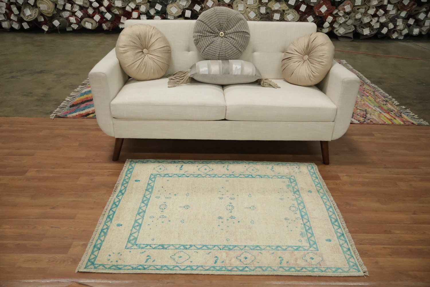 Vegetable Dye Wool Oushak Turkish Rug 3x4