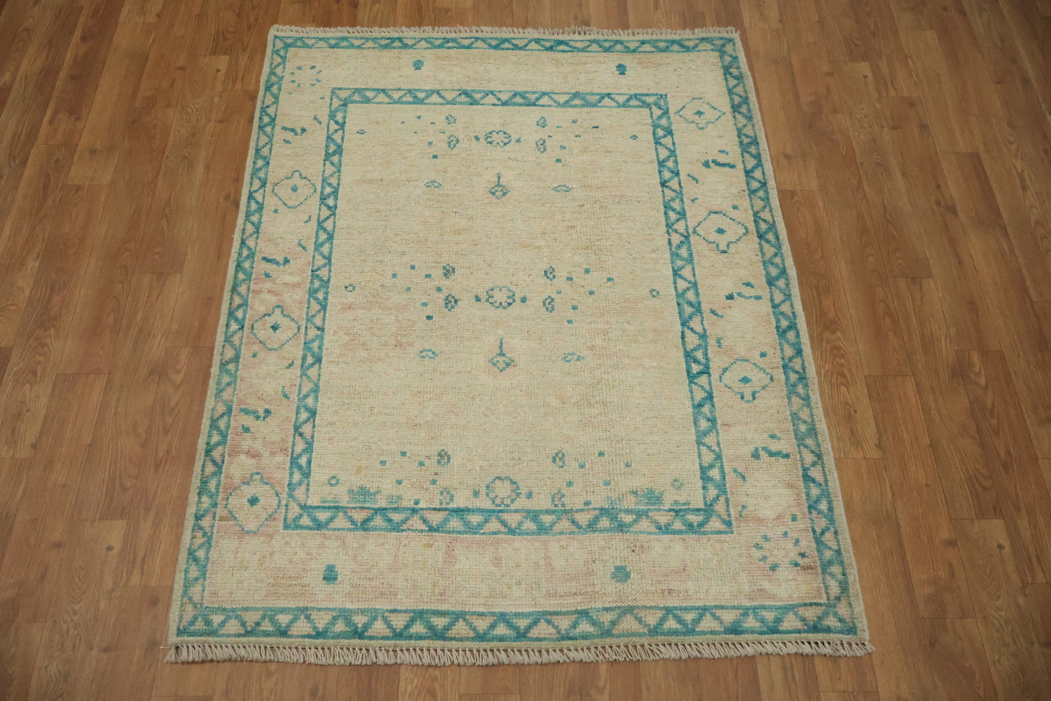 Vegetable Dye Wool Oushak Turkish Rug 3x4