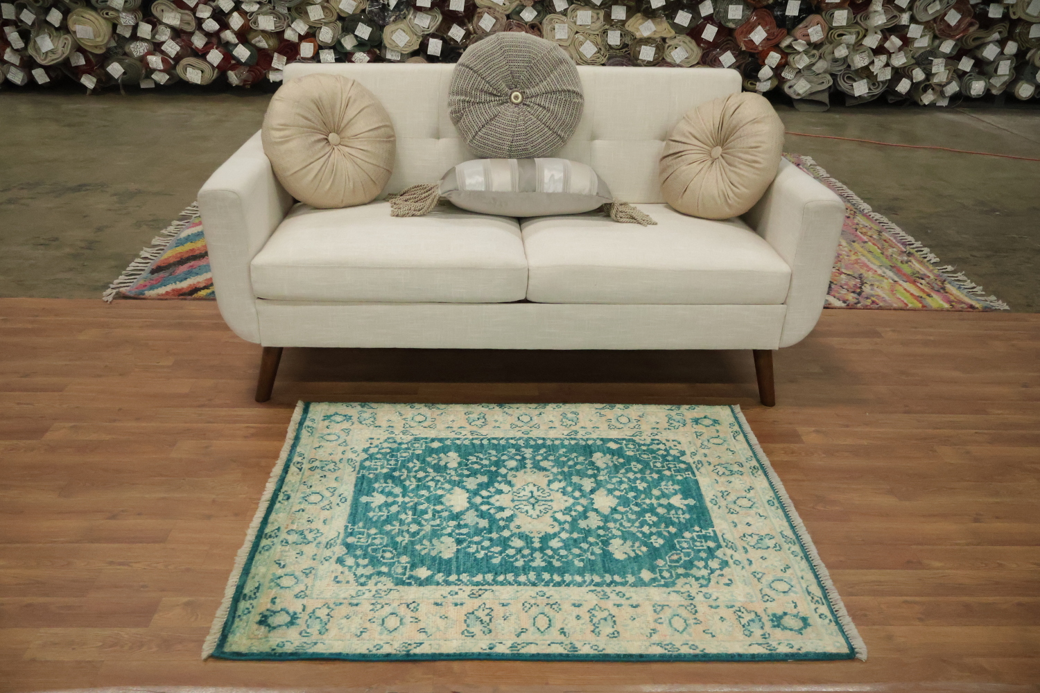 Vegetable Dye Oushak Turkish Foyer Rug 3x4