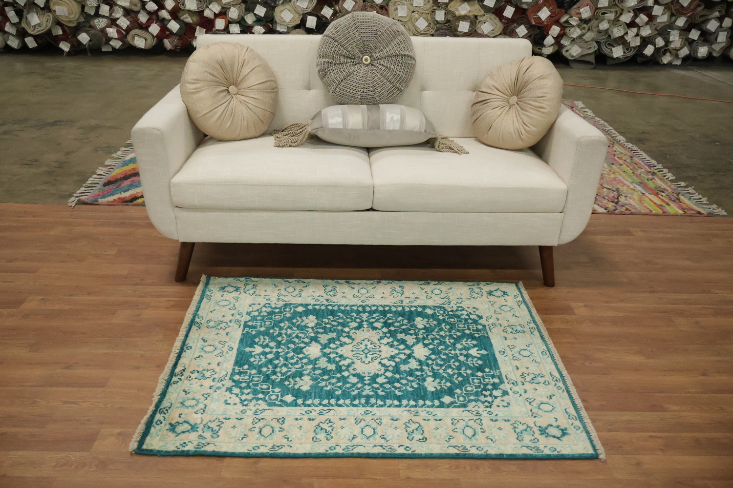 Vegetable Dye Oushak Turkish Foyer Rug 3x4