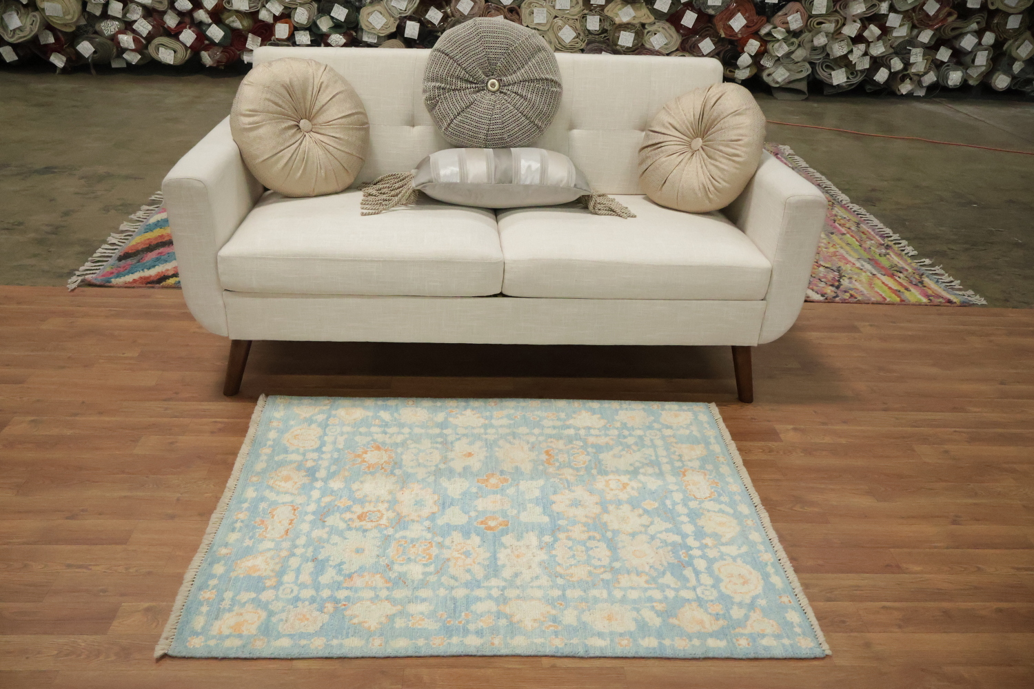 Vegetable Dye Oushak Turkish Foyer Rug 3x4