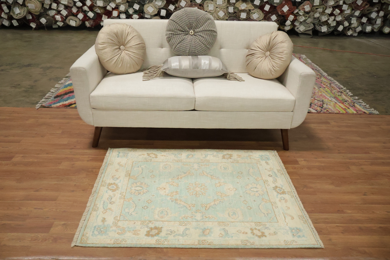 Vegetable Dye Oushak Turkish Accent Rug 3x4