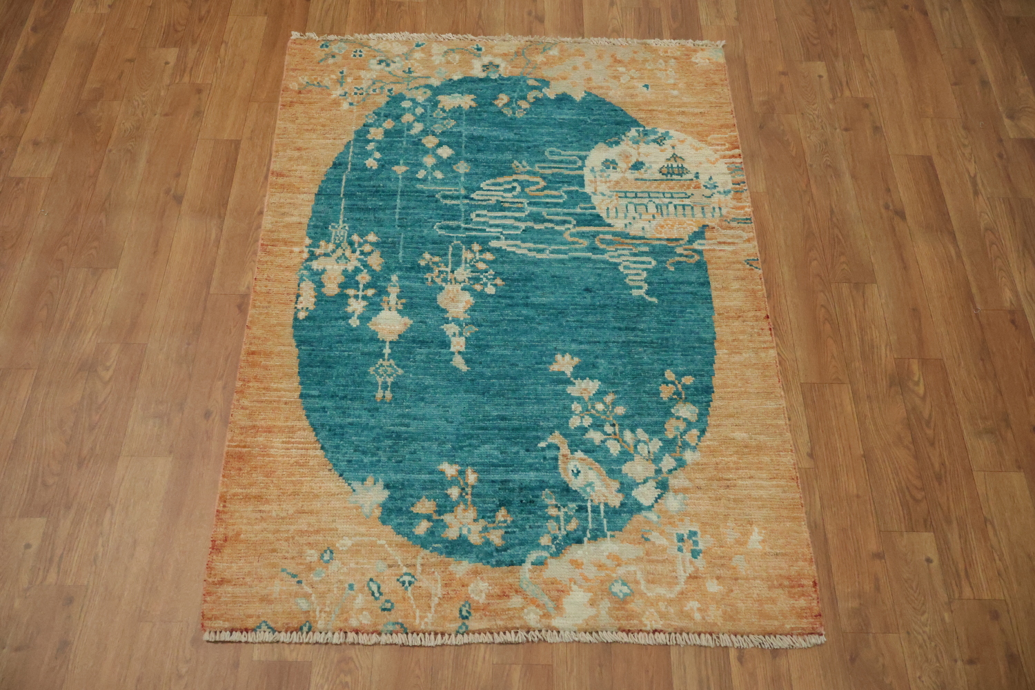 Animal Pictorial Oushak Vegetable Dye Foyer Rug 3x4
