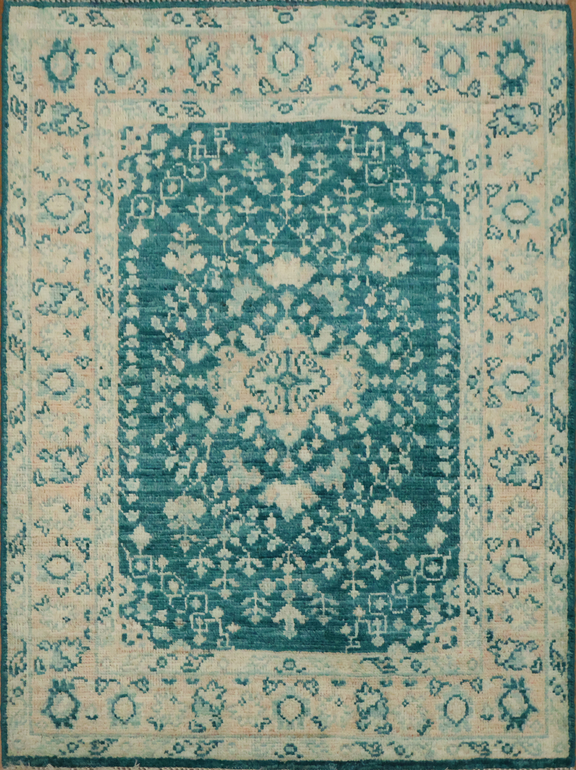 Vegetable Dye Oushak Turkish Foyer Rug 3x4