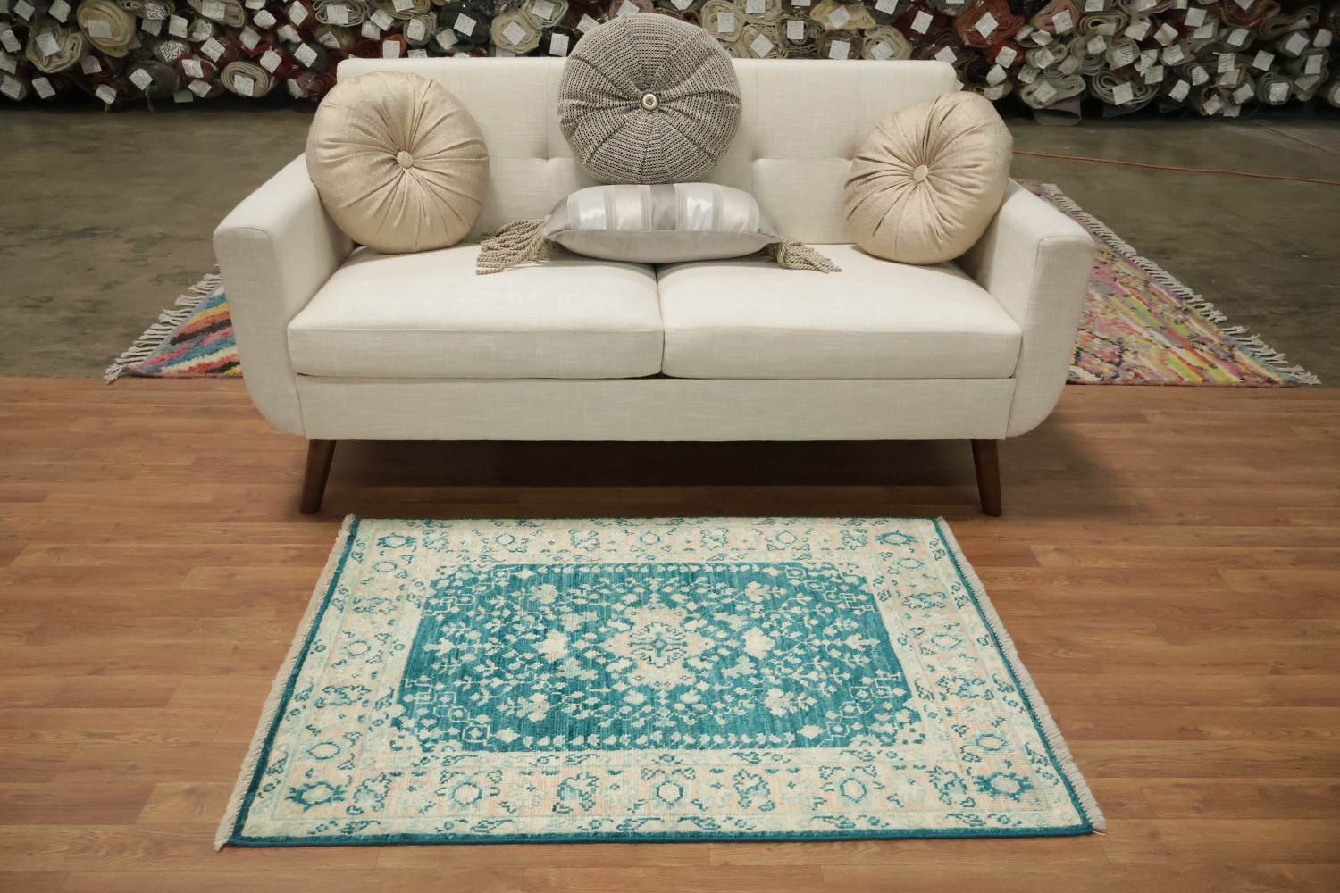 Vegetable Dye Oushak Turkish Foyer Rug 3x4