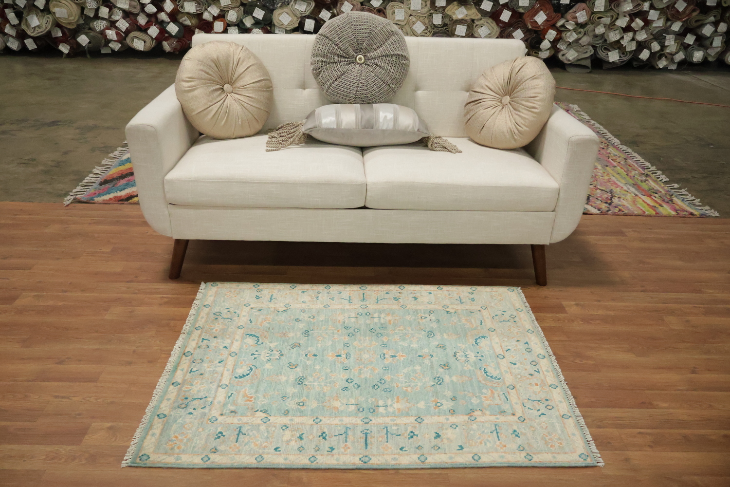Vegetable Dye Oushak Turkish Foyer Rug 3x4