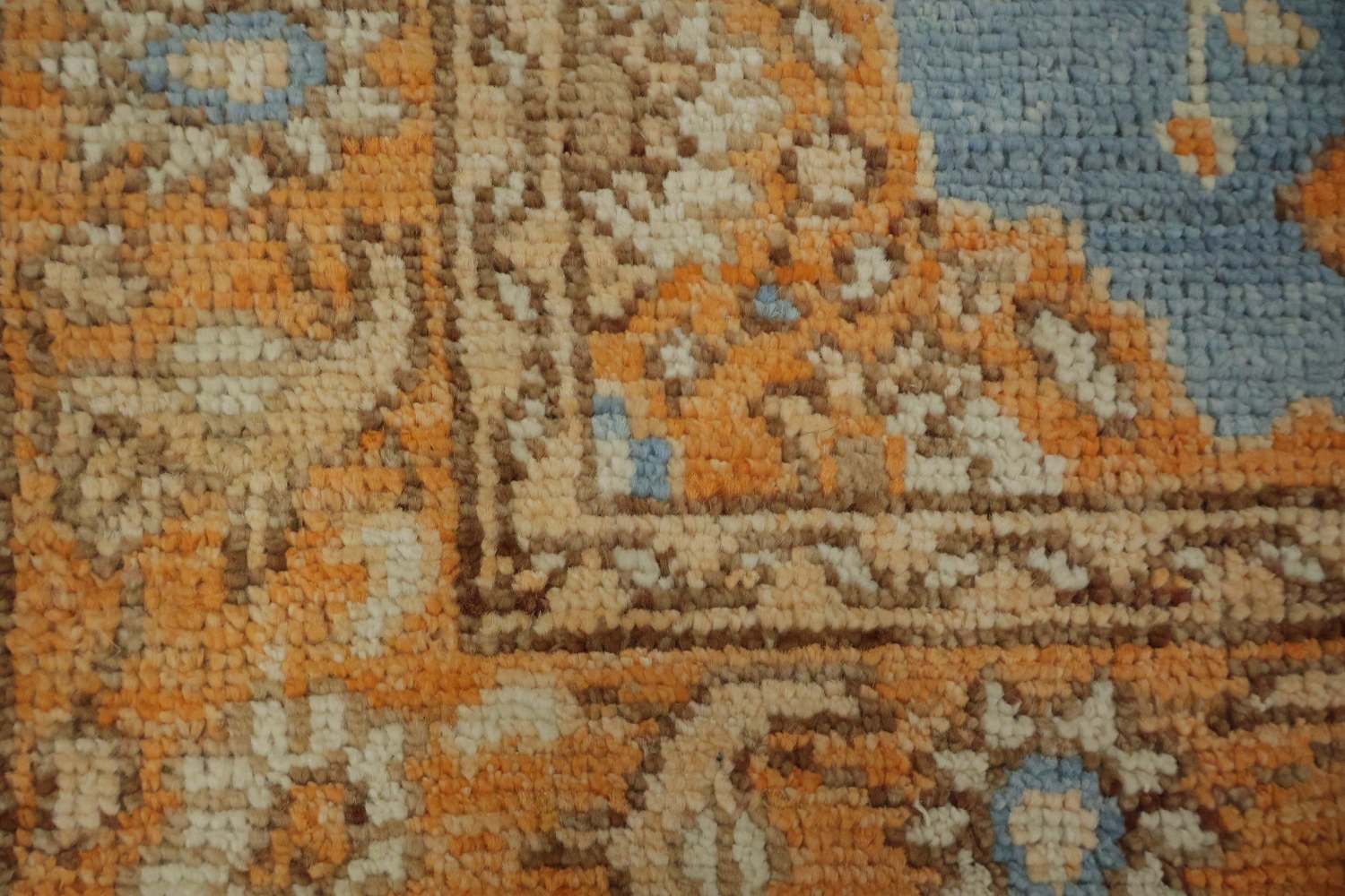 Floral Blue Oushak Vegetable Dye Wool Rug 3x4
