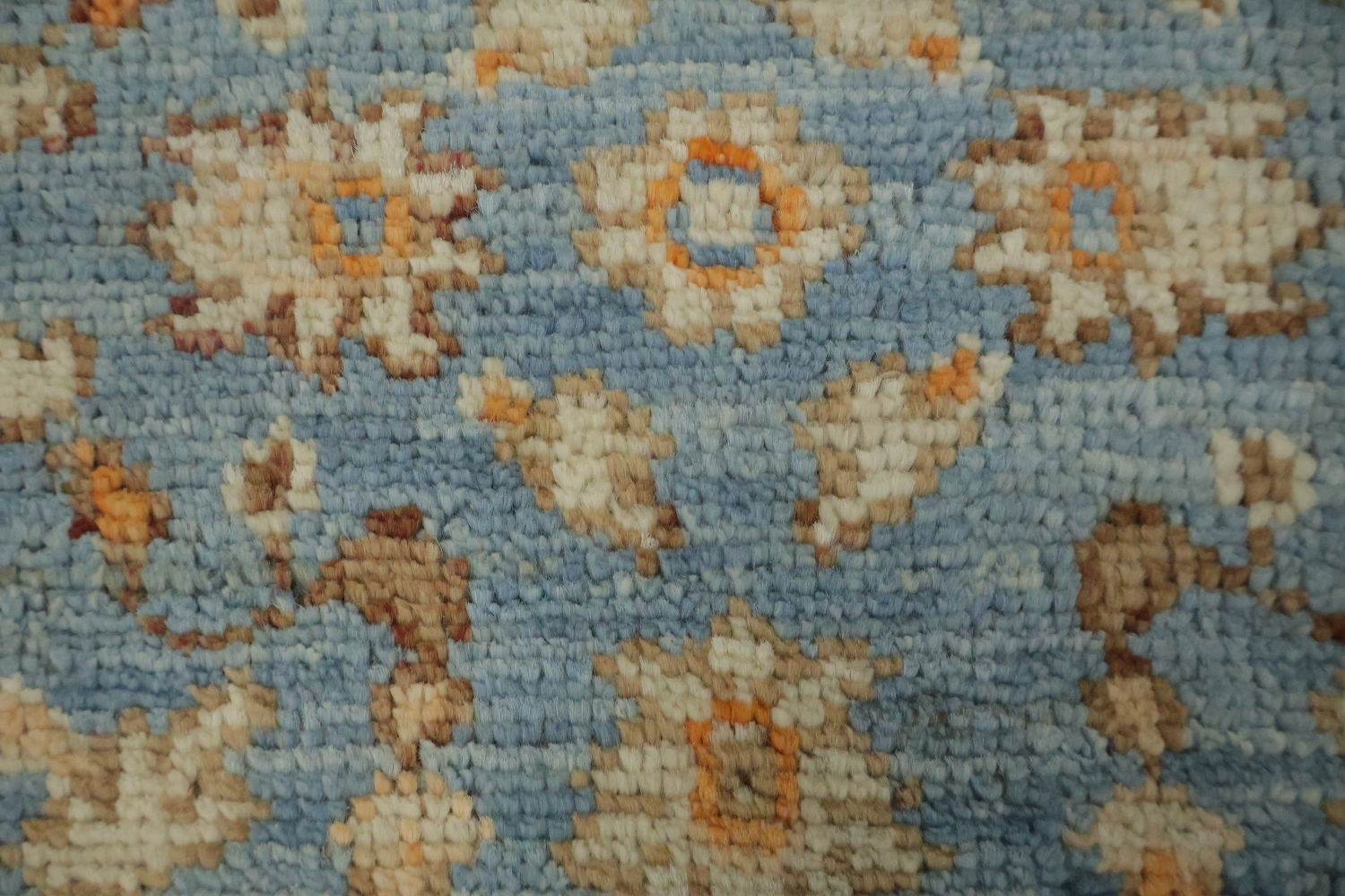 Floral Blue Oushak Vegetable Dye Wool Rug 3x4