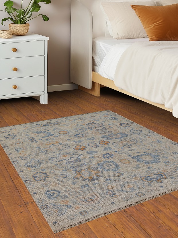Vegetable Dye Oushak Turkish Foyer Rug 3x4