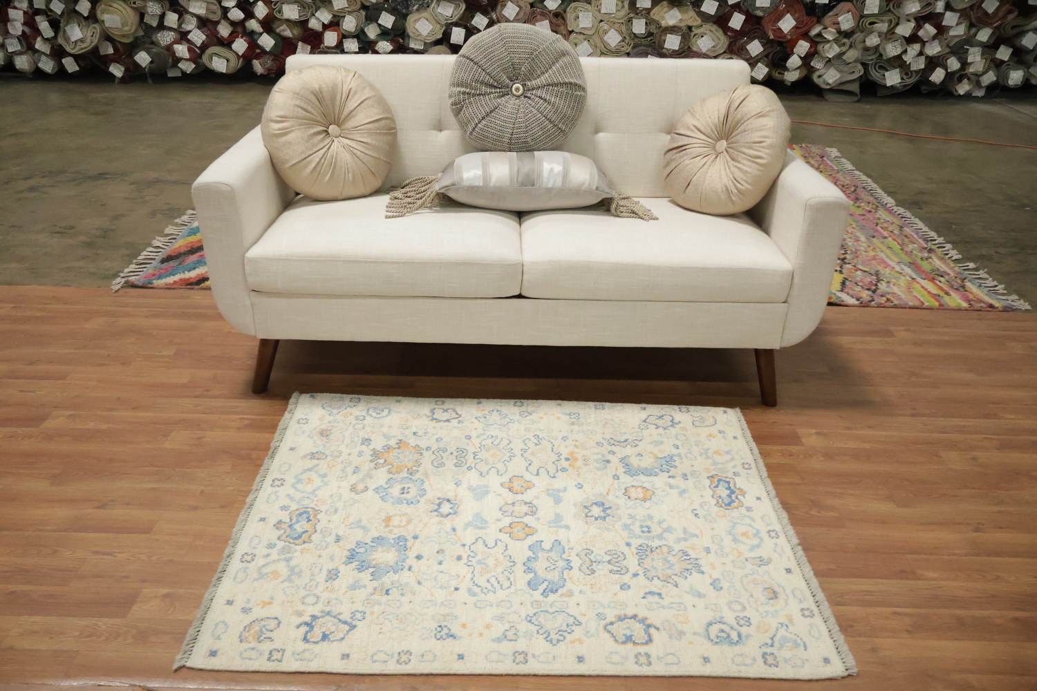 Vegetable Dye Oushak Turkish Foyer Rug 3x4