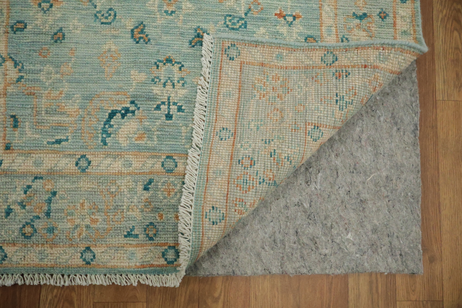 Light Blue Oushak Vegetable Dye Wool Rug 3x4