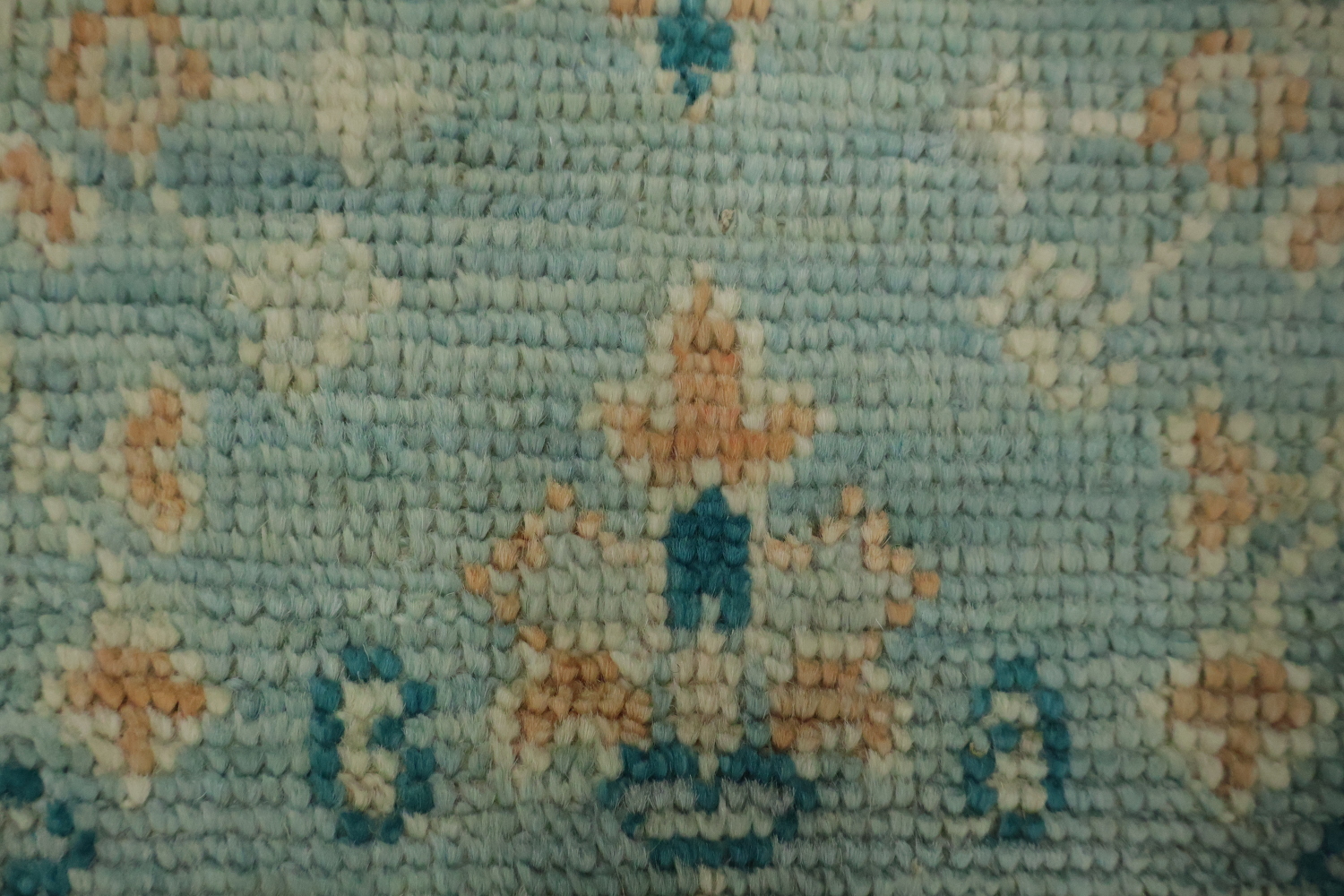 Light Blue Oushak Vegetable Dye Wool Rug 3x4