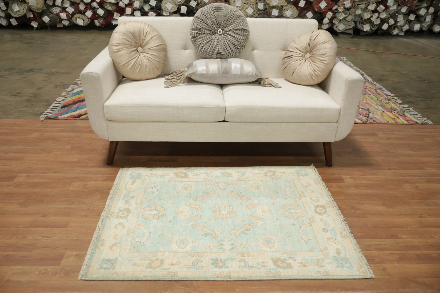 Vegetable Dye Oushak Turkish Foyer Rug 3x4