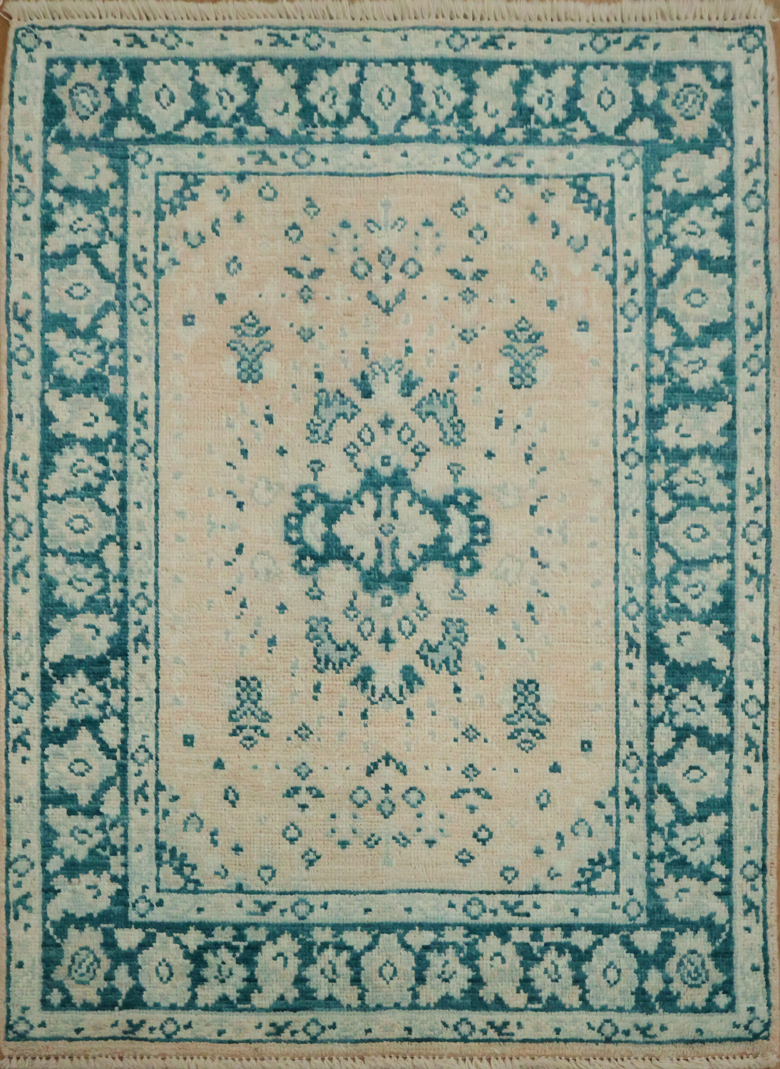 Vegetable Dye Oushak Turkish Foyer Rug 3x4