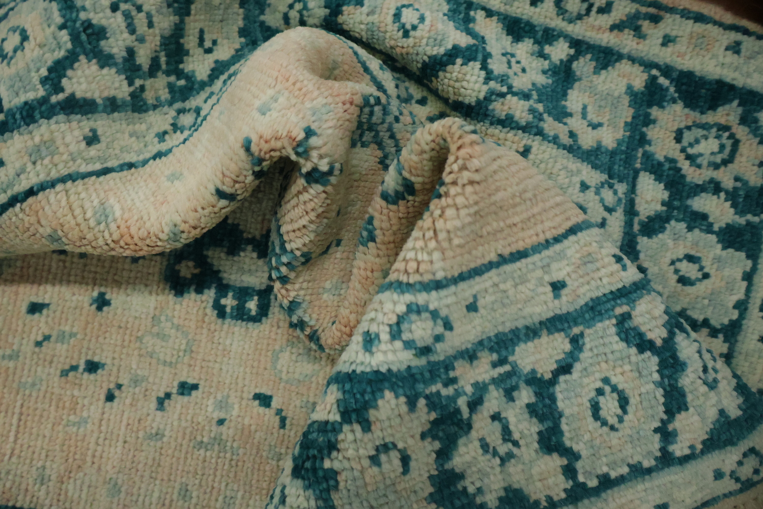Vegetable Dye Oushak Turkish Foyer Rug 3x4