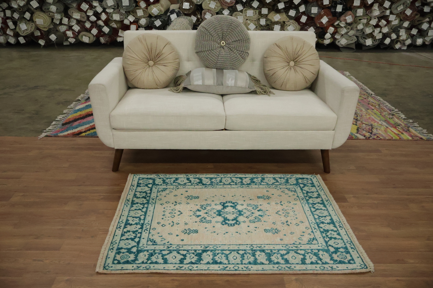 Vegetable Dye Oushak Turkish Foyer Rug 3x4