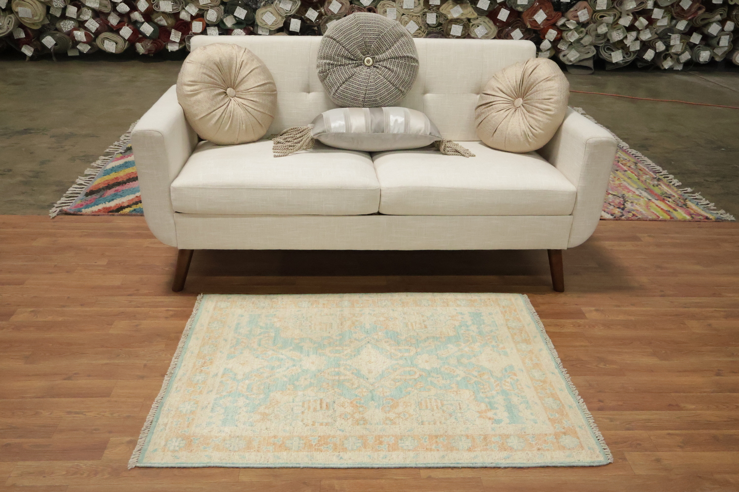 Vegetable Dye Oushak Turkish Accent Rug 3x4