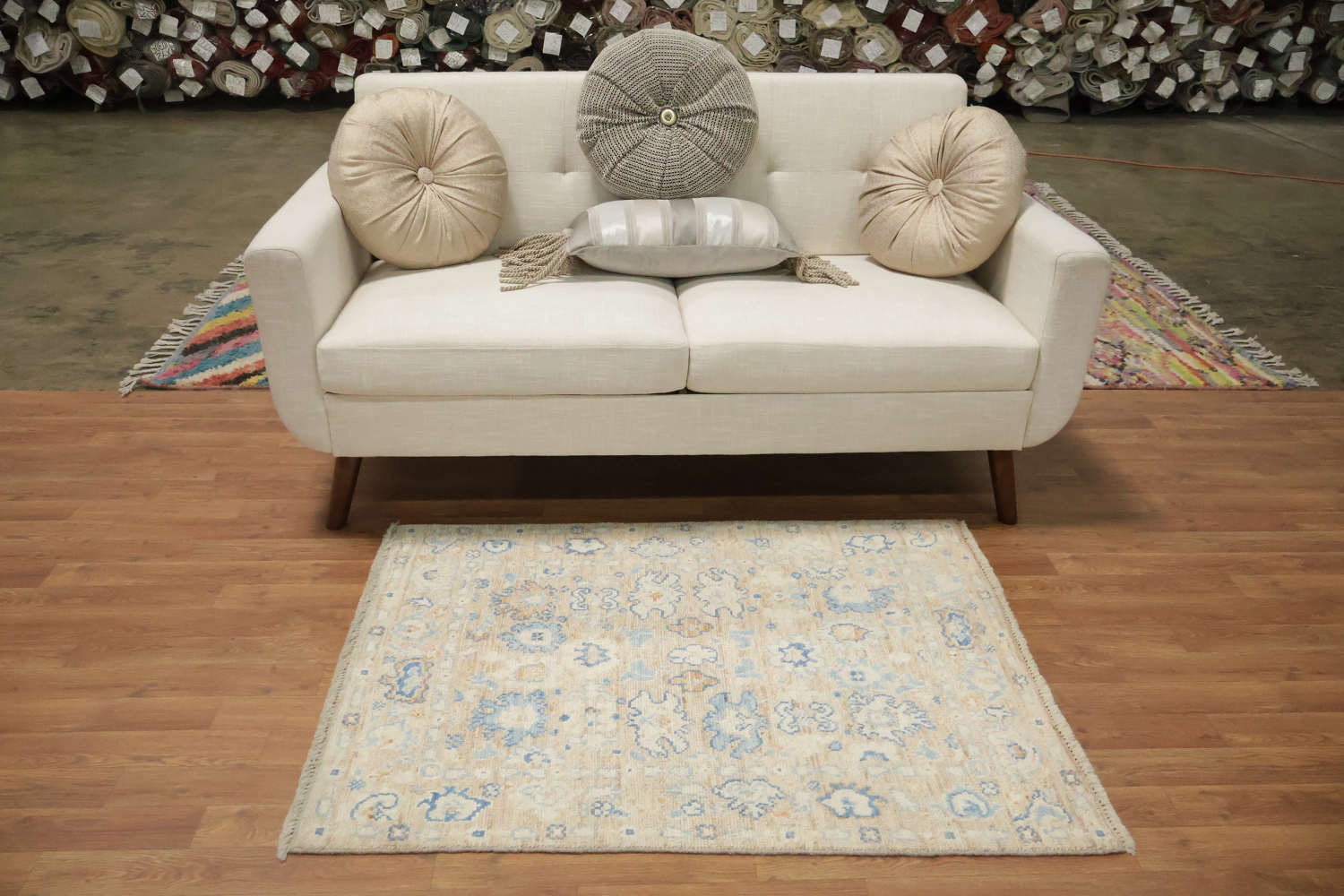 Vegetable Dye Oushak Turkish Foyer Rug 3x4