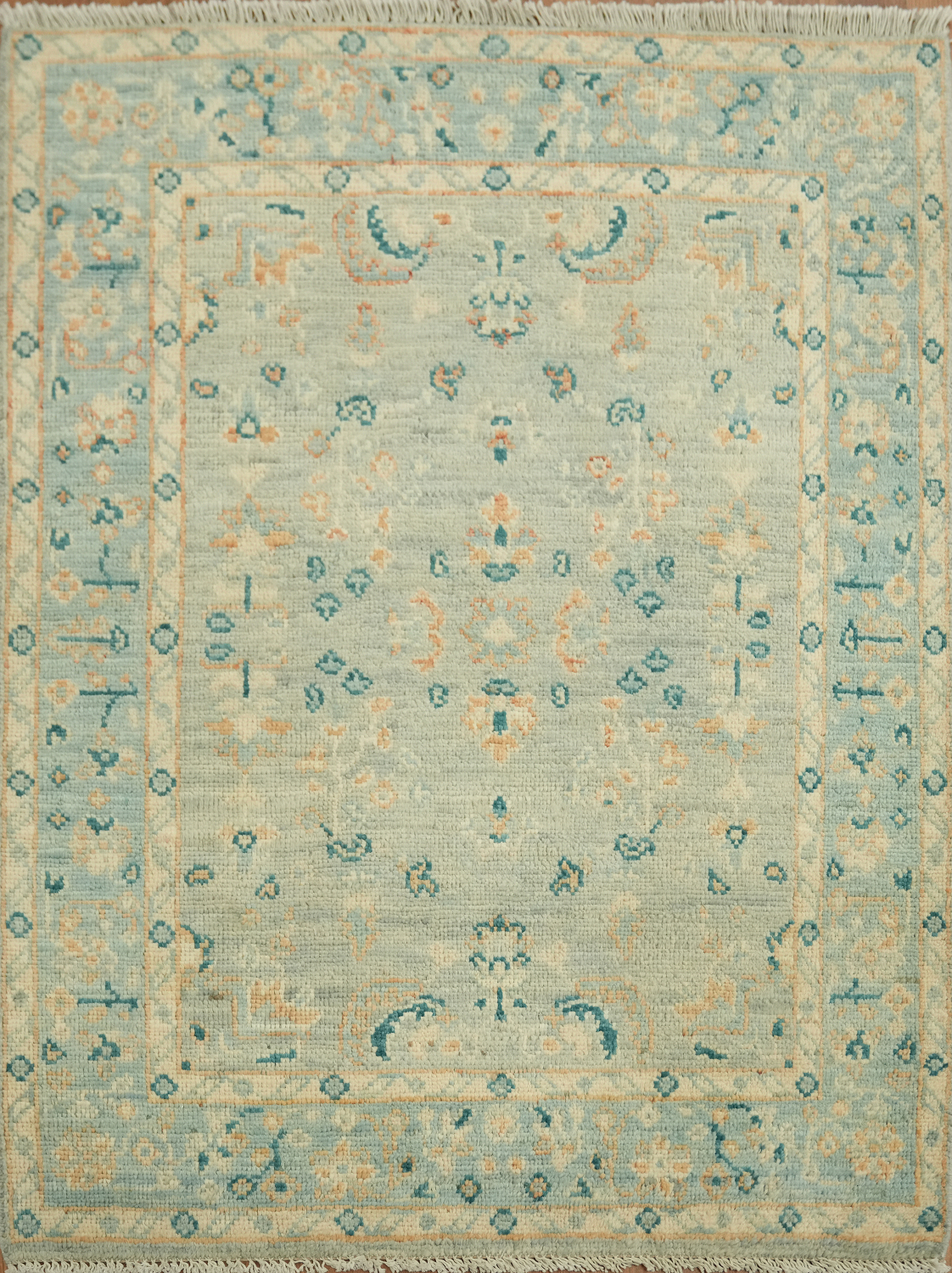 Floral Oushak Vegetable Dye Wool Rug 3x4