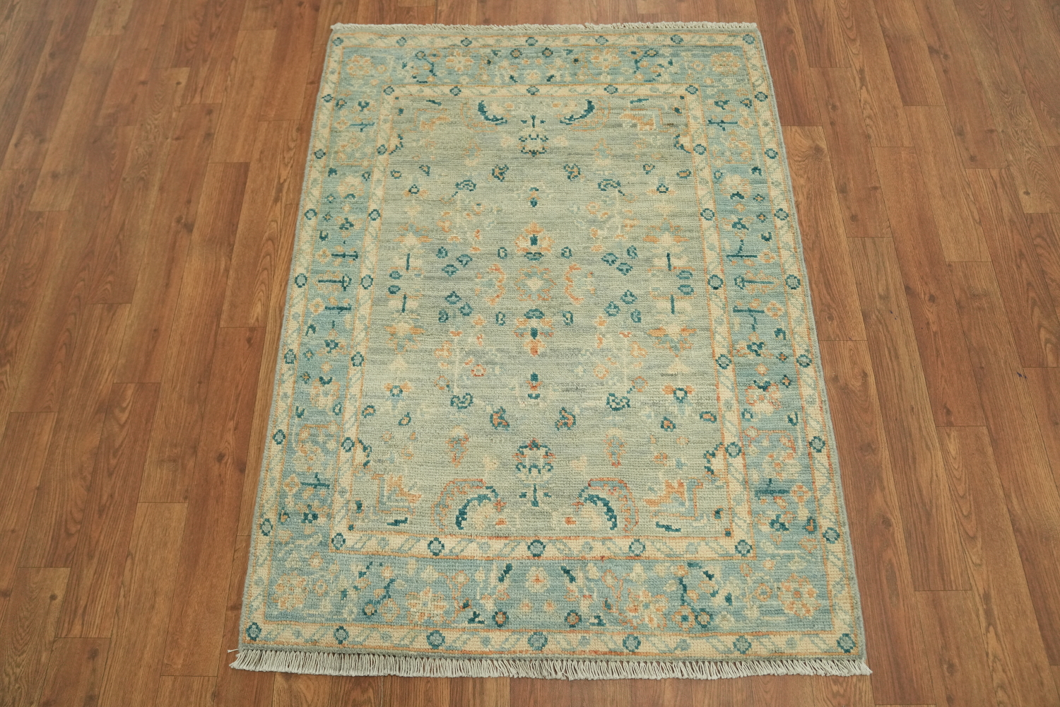 Floral Oushak Vegetable Dye Wool Rug 3x4