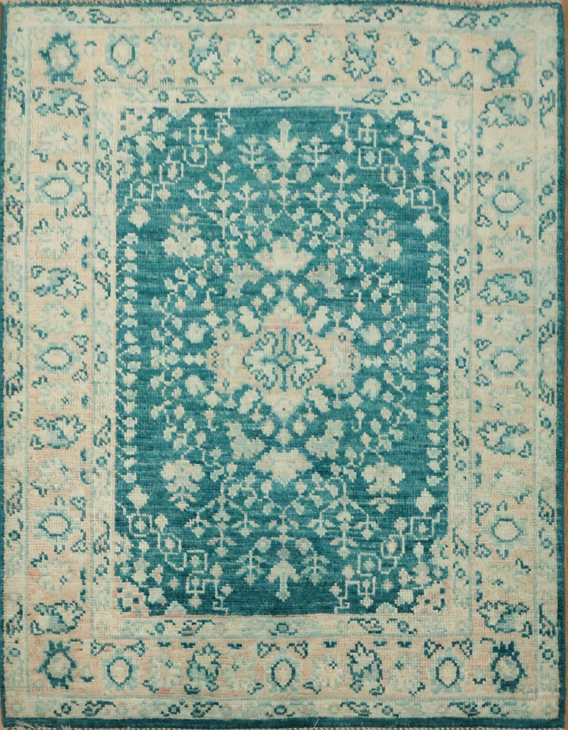 Vegetable Dye Oushak Turkish Accent Rug 3x4