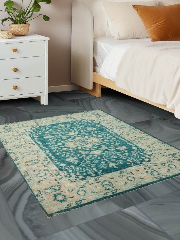Vegetable Dye Oushak Turkish Accent Rug 3x4