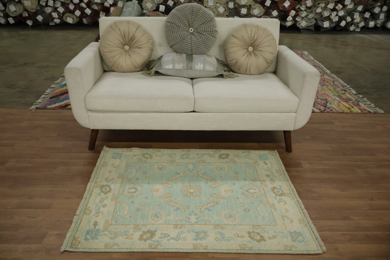Vegetable Dye Oushak Turkish Accent Rug 3x4