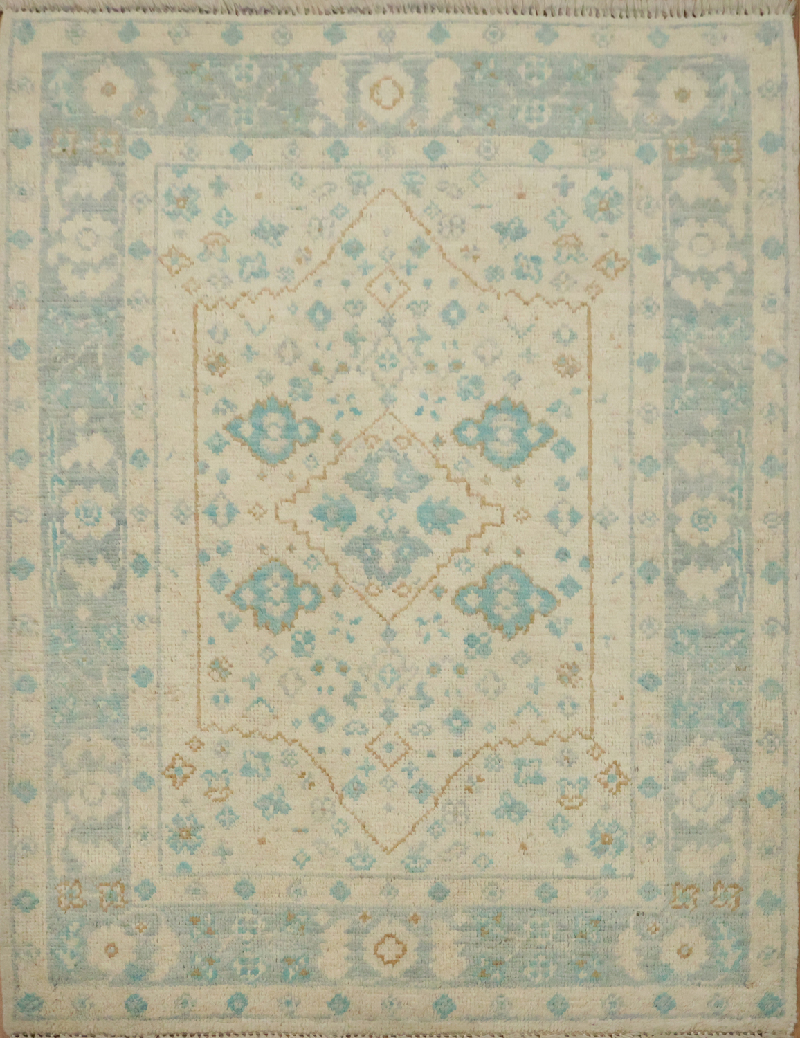Vegetable Dye Oushak Turkish Foyer Rug 3x4