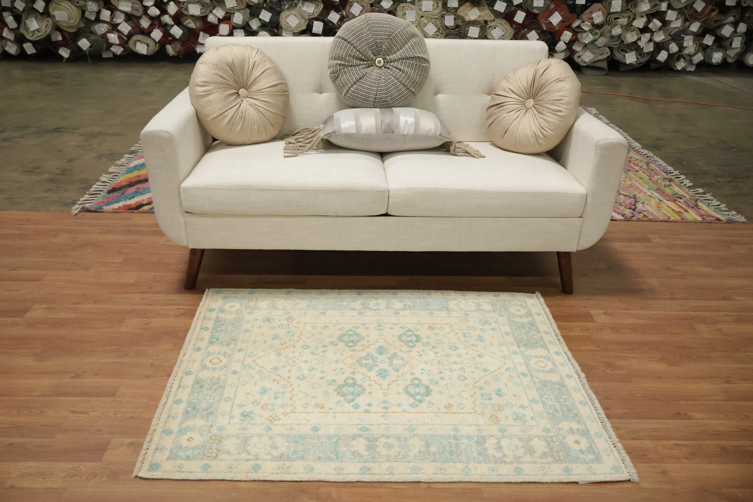 Vegetable Dye Oushak Turkish Foyer Rug 3x4