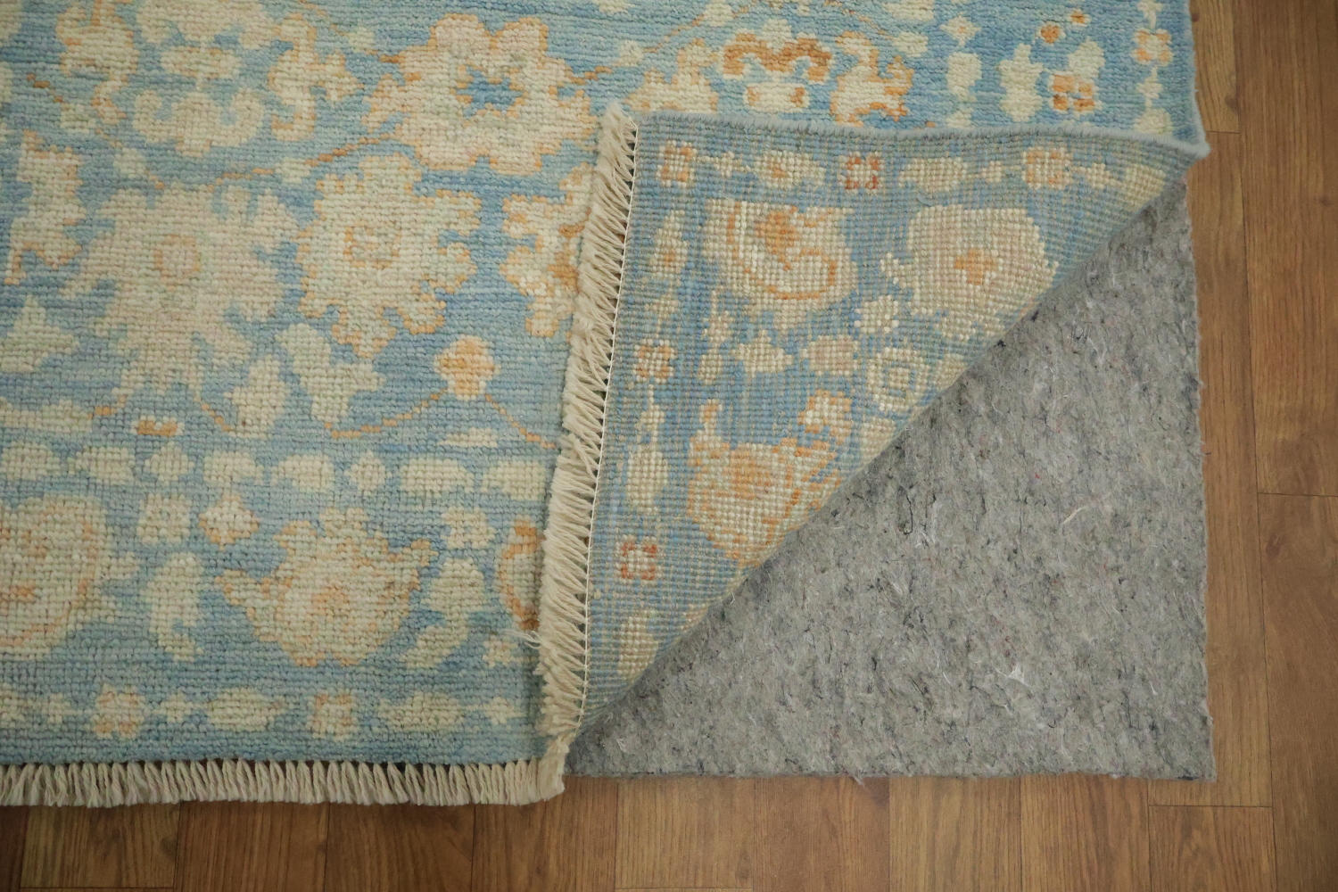 Floral Blue Oushak Vegetable Dye Wool Rug 3x4