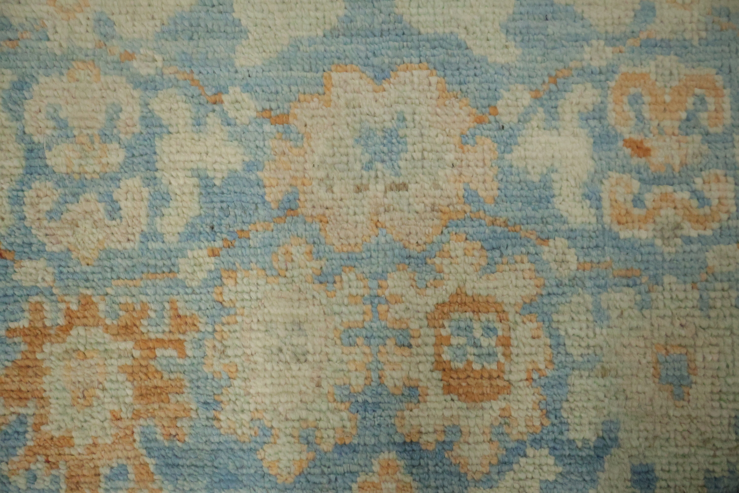 Floral Blue Oushak Vegetable Dye Wool Rug 3x4