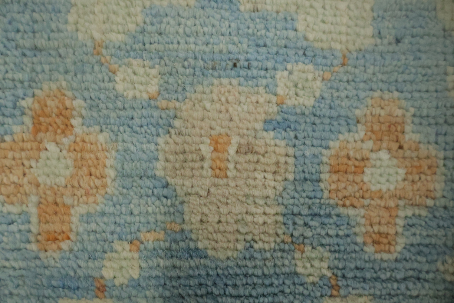 Floral Blue Oushak Vegetable Dye Wool Rug 3x4