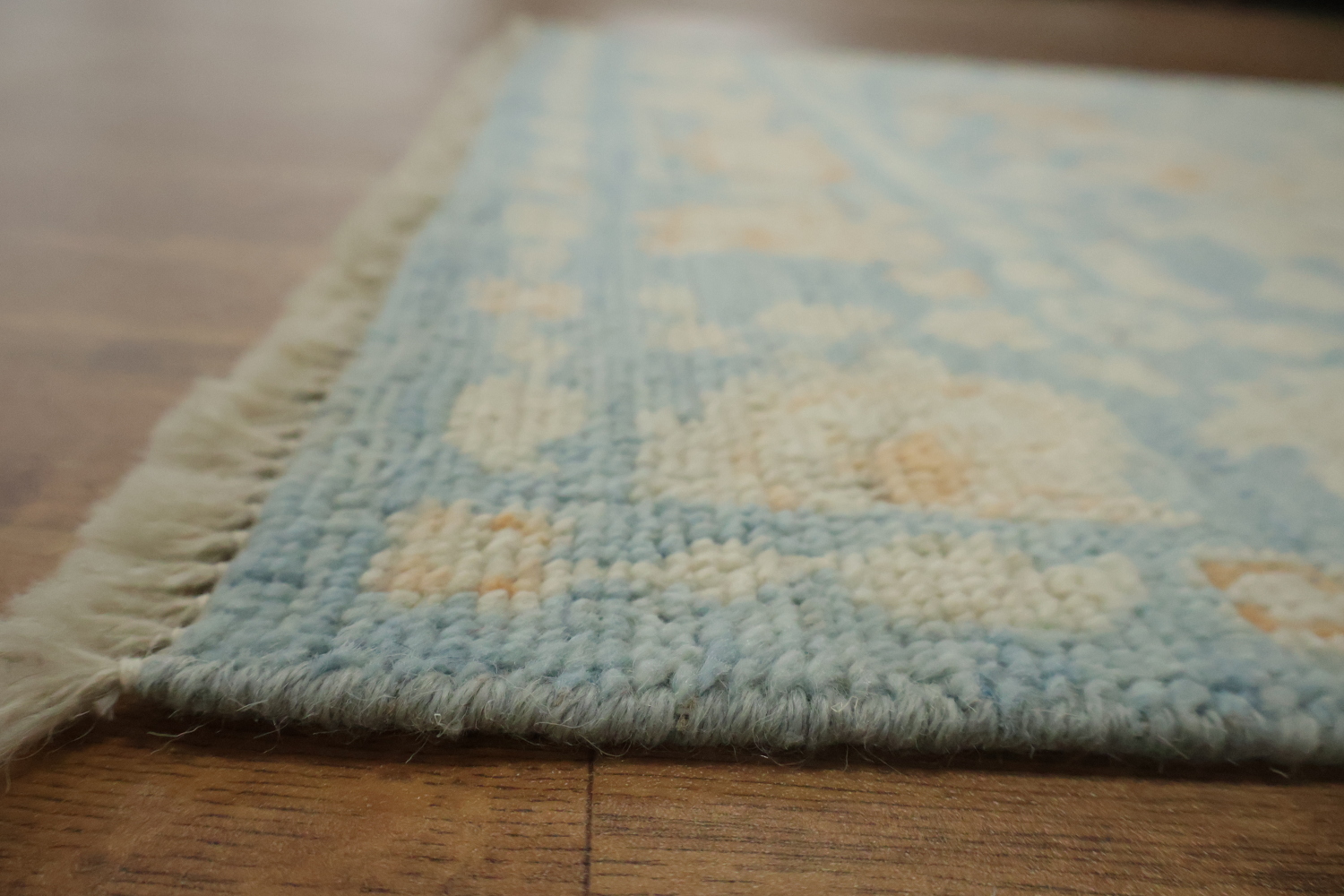 Floral Blue Oushak Vegetable Dye Wool Rug 3x4
