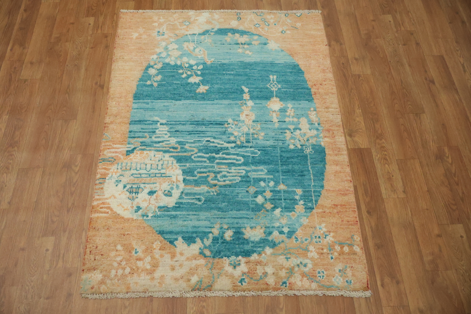 Animal Pictorial Oushak Vegetable Dye Accent Rug 3x4