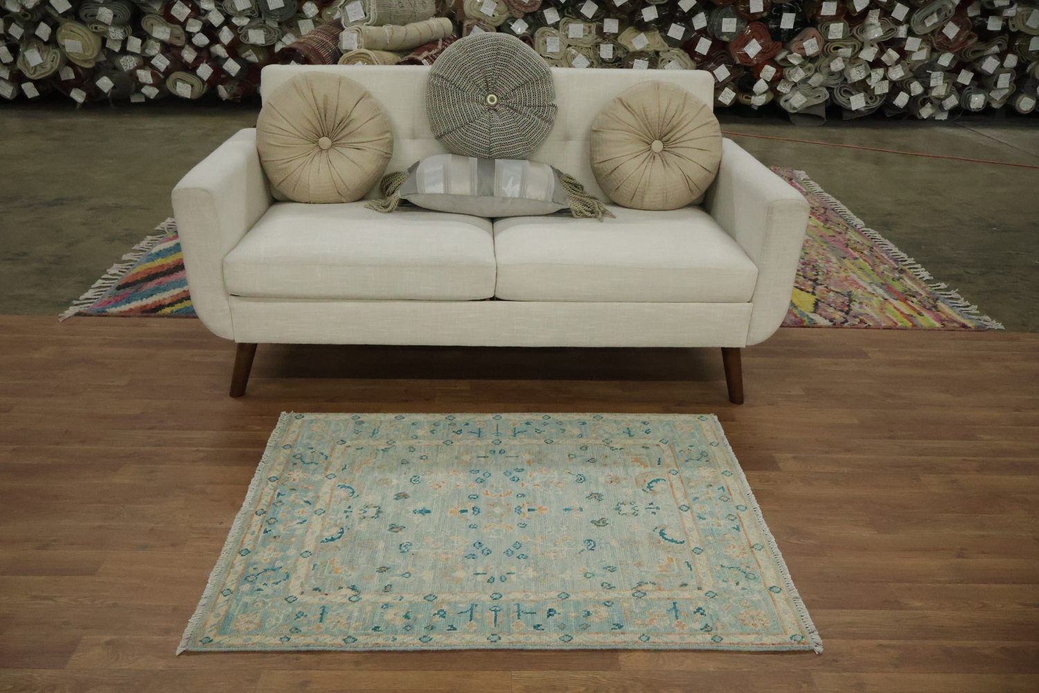 Vegetable Dye Oushak Turkish Accent Rug 3x4