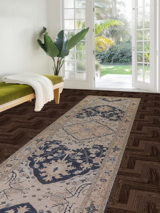Vegetable Dye Heriz Serapi Runner Rug 3x12