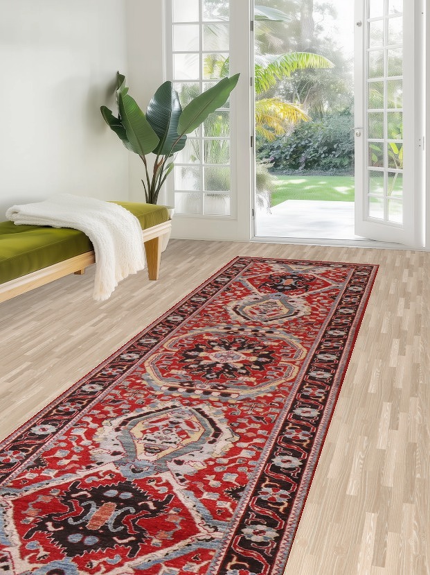 Vegetable Dye Heriz Serapi Oriental Runner Rug 3x12