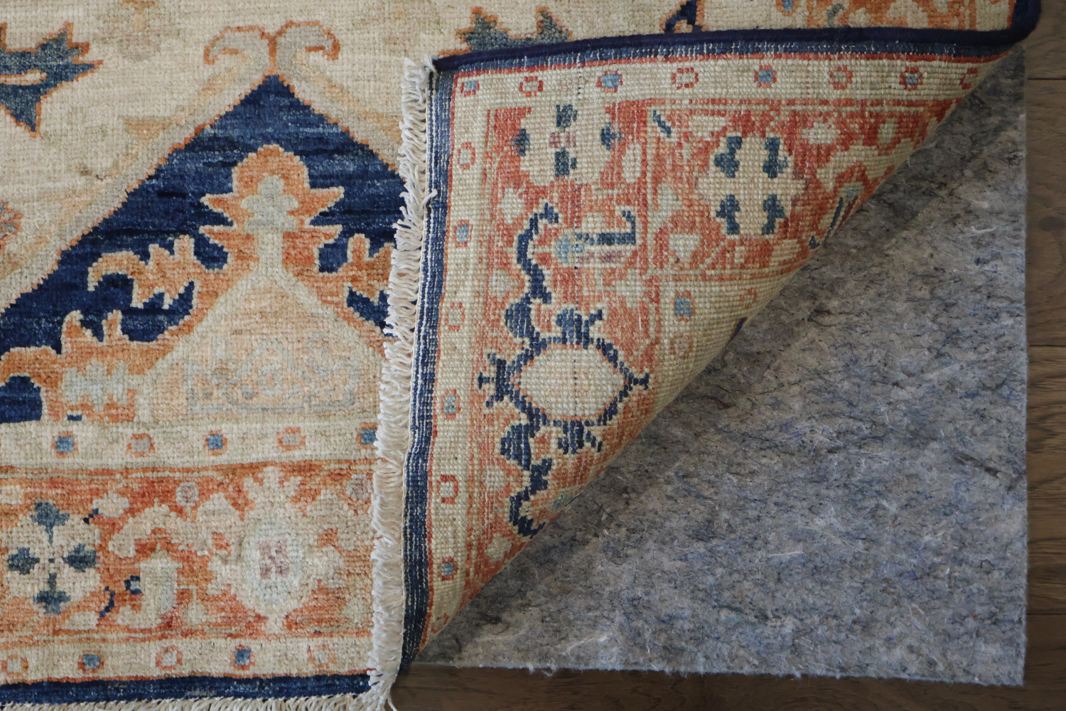 Traditional Navy Blue and Rust Heriz Serapi Runner Rug 3x11 ft