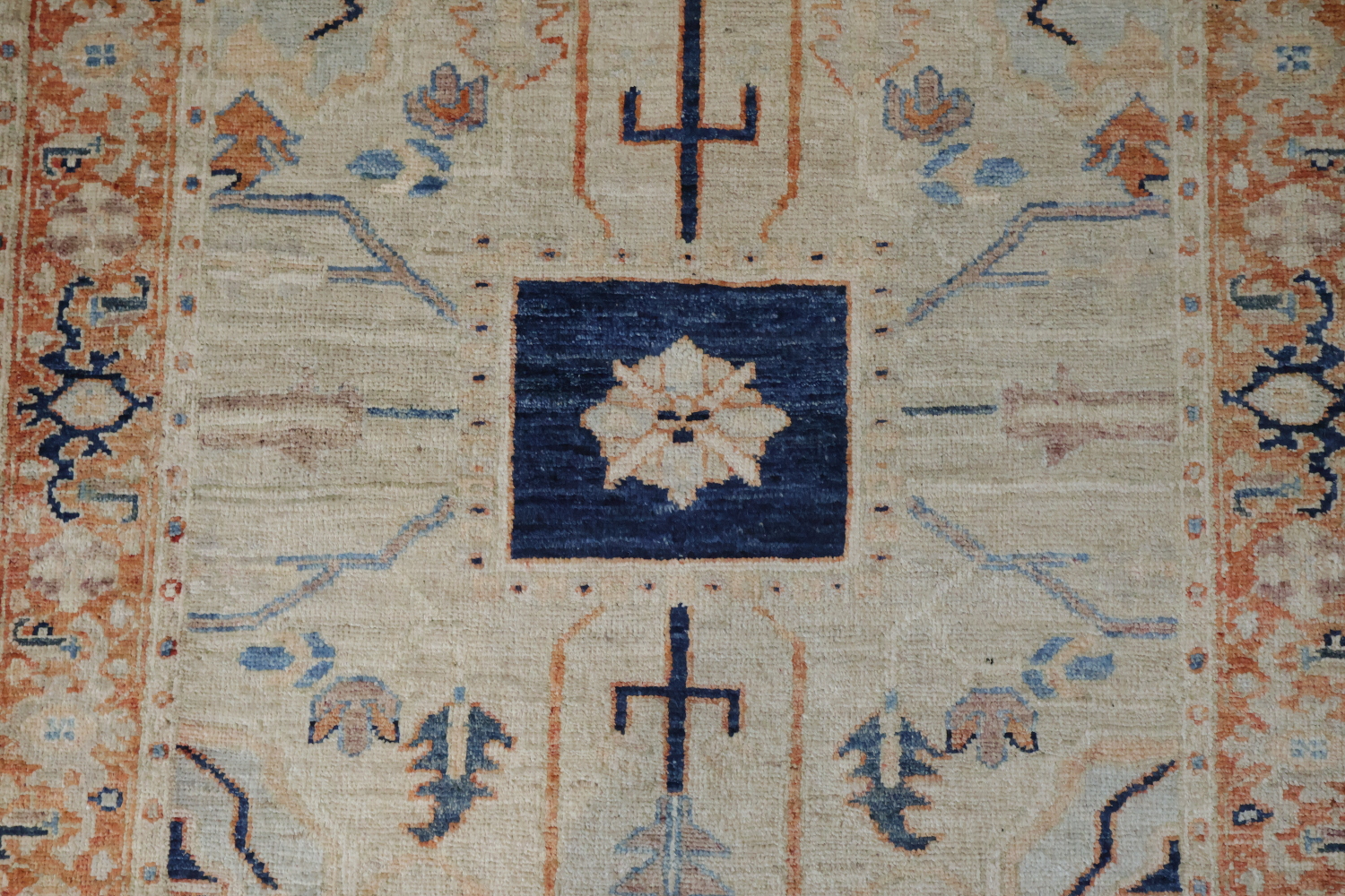 Traditional Navy Blue and Rust Heriz Serapi Runner Rug 3x11 ft
