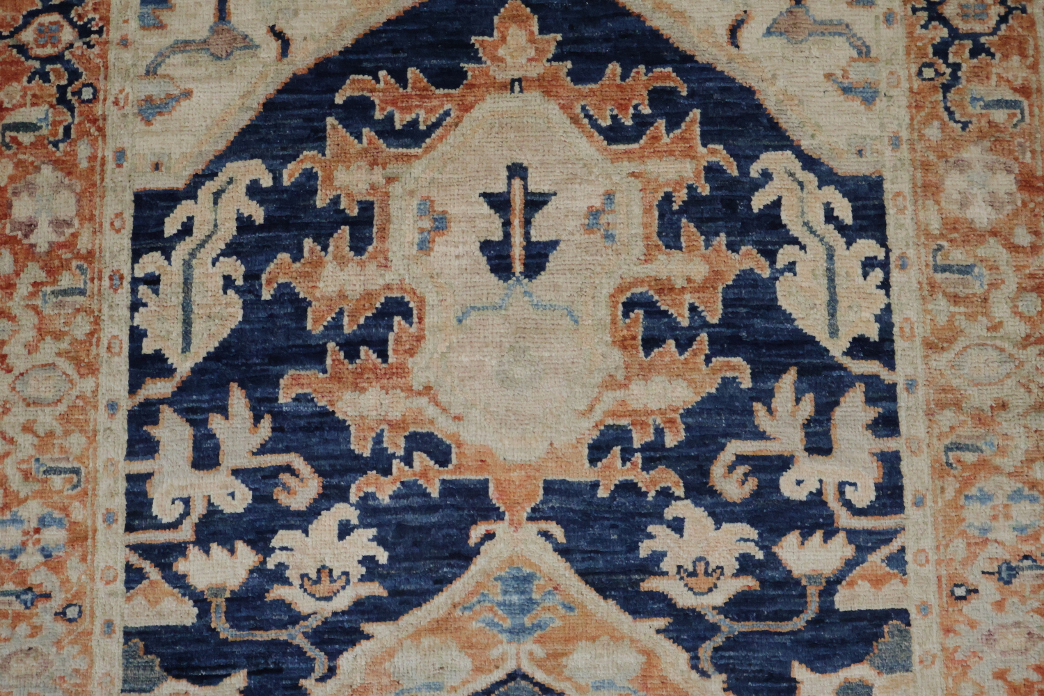 Traditional Navy Blue and Rust Heriz Serapi Runner Rug 3x11 ft