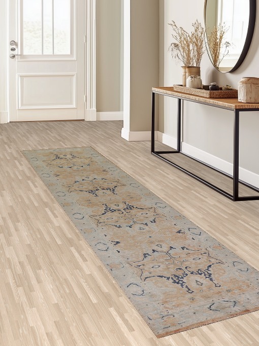 Vegetable Dye Oushak Turkish Runner Rug 3x11