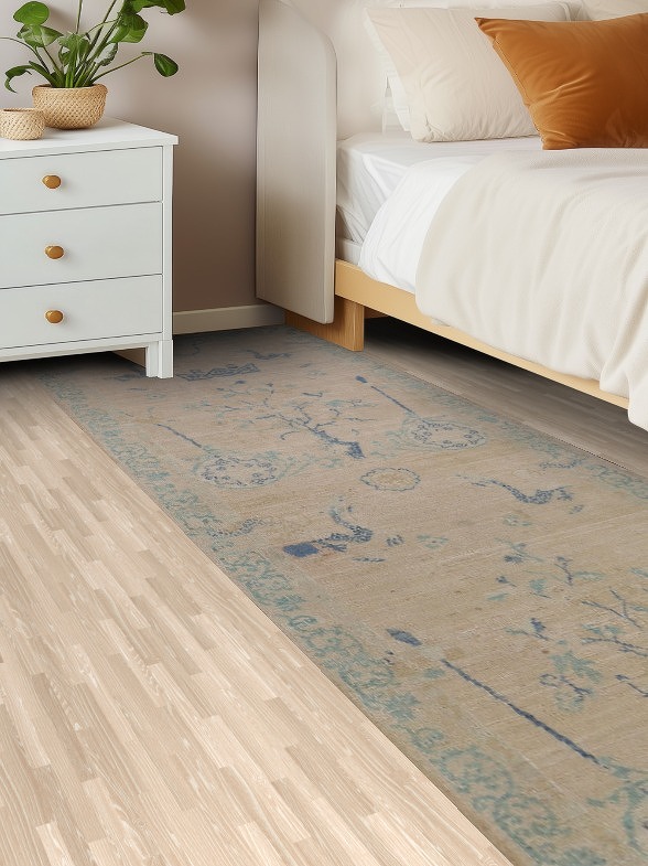 Vegetable Dye Oushak Turkish Runner Rug 3x12