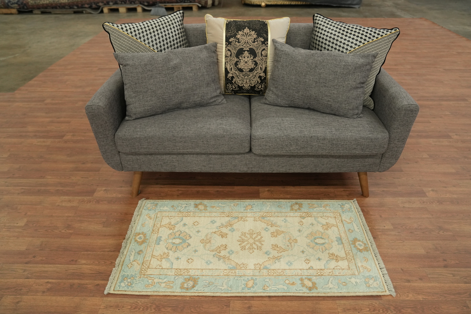 Vegetable Dye Oushak Turkish Accent Rug 2x4
