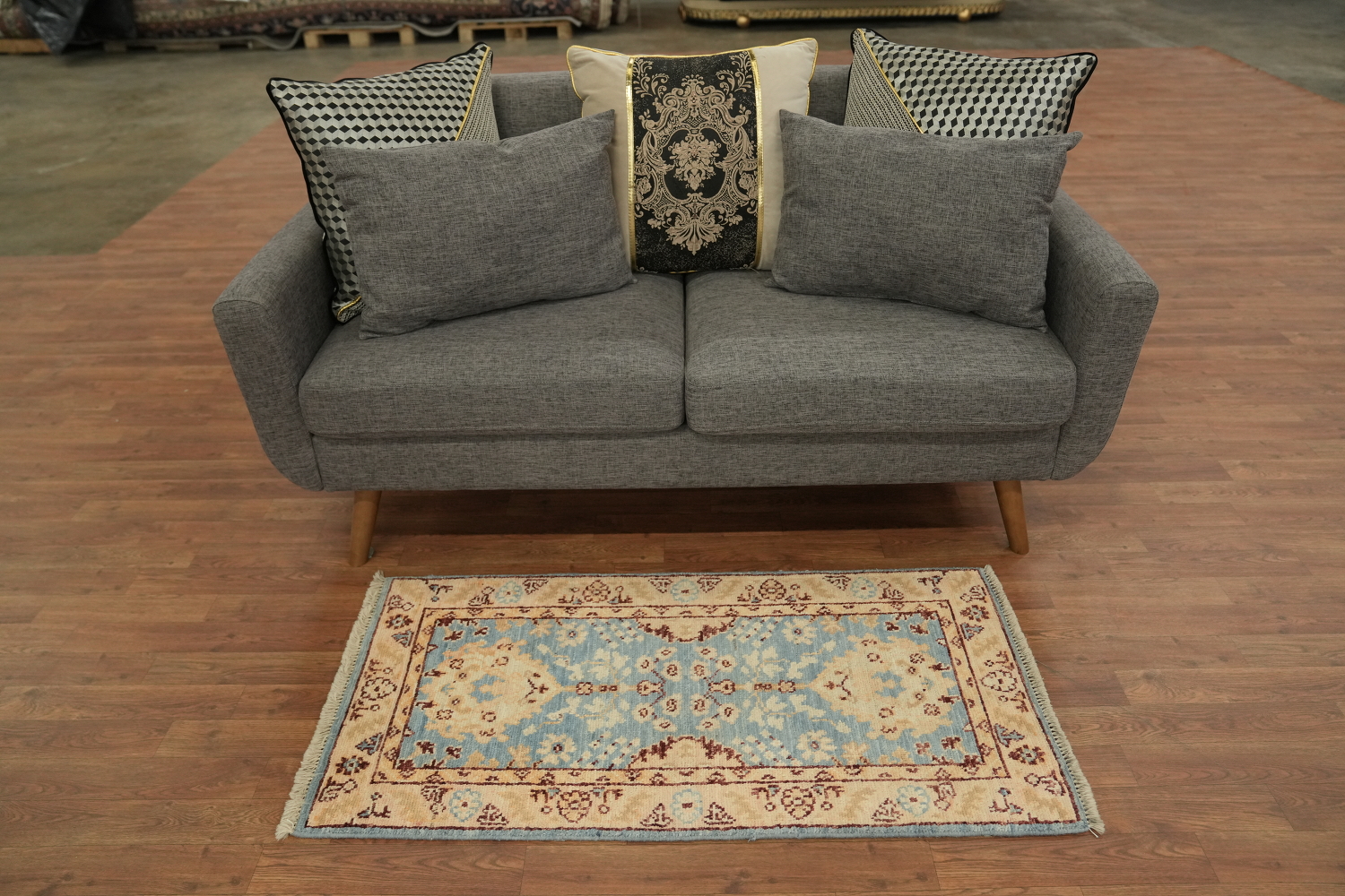 Vegetable Dye Oushak Turkish Foyer Rug 2x4
