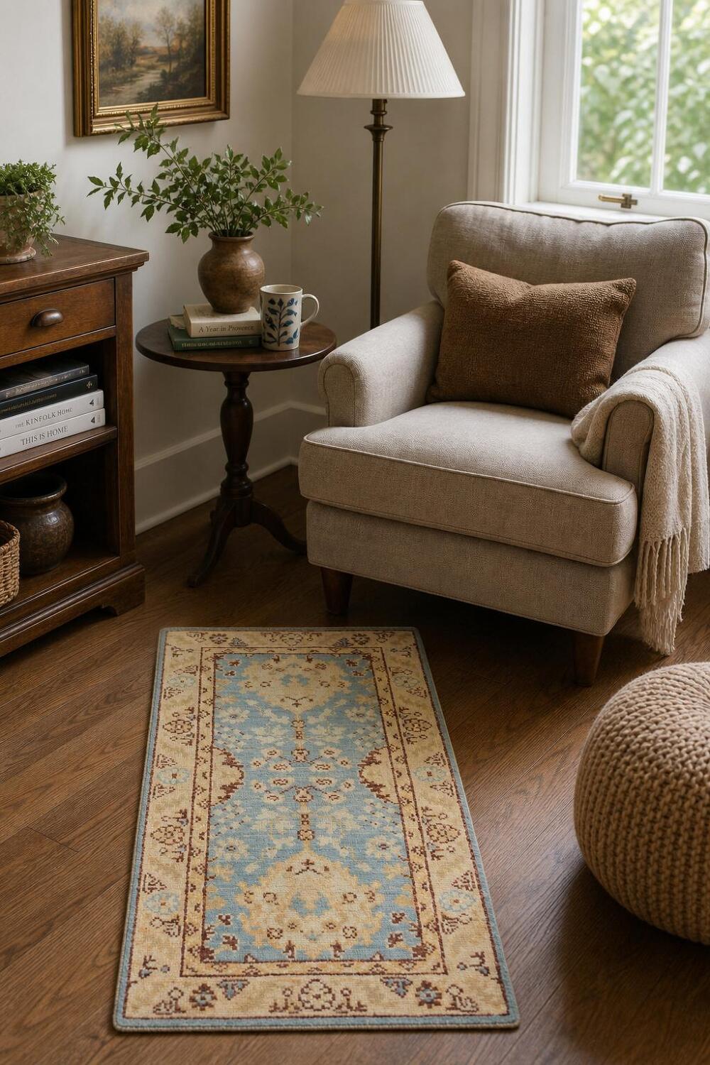 Vegetable Dye Oushak Turkish Foyer Rug 2x4