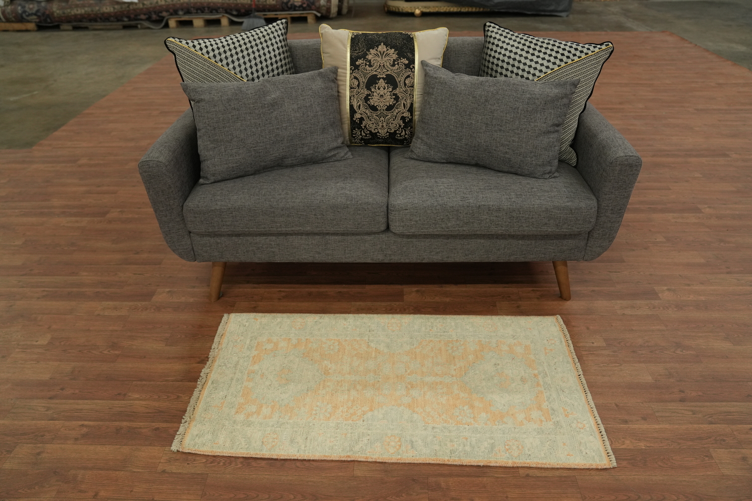 Vegetable Dye Oushak Turkish Accent Rug 2x4
