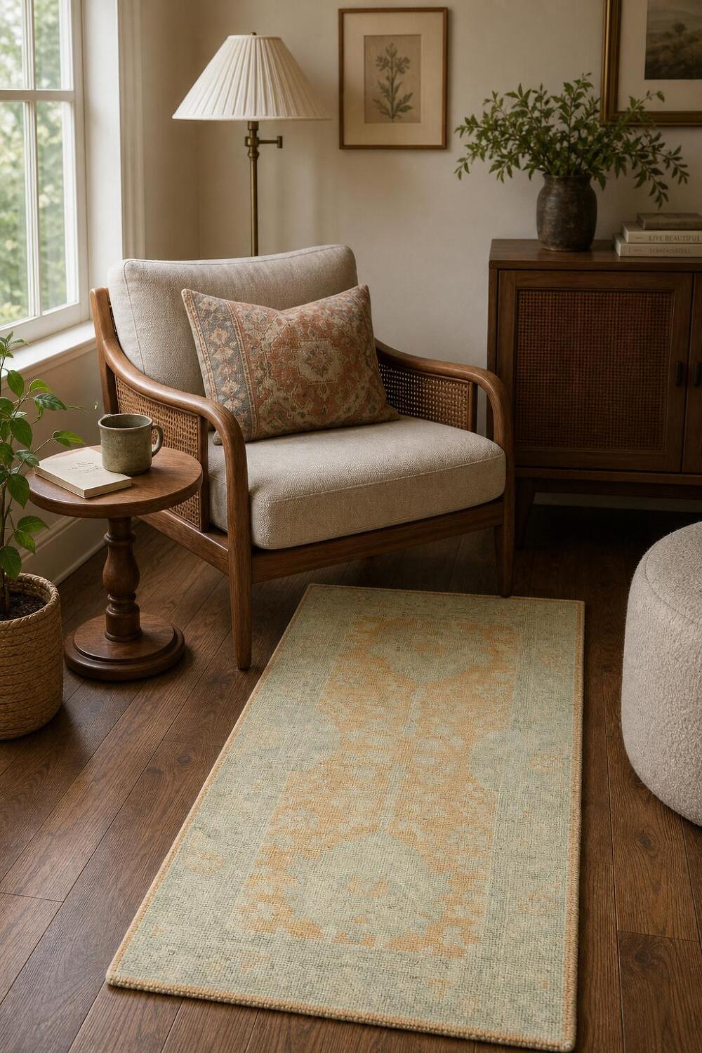 Vegetable Dye Oushak Turkish Accent Rug 2x4